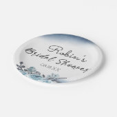 ブルーバラ水彩フローラブライダルブランチシャワー ペーパープレート (アングル)