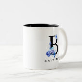 ブルーバラ水彩フローラレターBモノグラム ツートーンマグカップ (正面右)