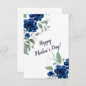 ブルーバラ水彩マザーズデイカード サンキューカード (正面/裏面)