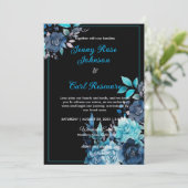 ブルーバラ水彩結婚式招待状 招待状 (スタンド正面)