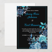 ブルーバラ水彩結婚式招待状 招待状 (正面/裏面)