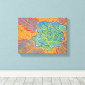 ブルーバラ油彩画 キャンバスプリント (インサイチュ (ウッドフロア))