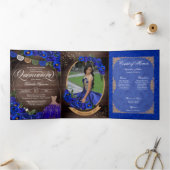 ブルーバラ王室の金ゴールドチャロフォトキンセニェラ 三つ折り招待状 (内部)