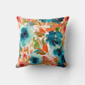 ブルーバラ秋フローラルパターン クッション (裏面)