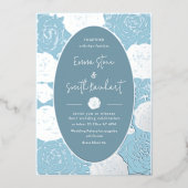 ブルーバラ結婚ズフォイル招待状 箔招待状 (正面)