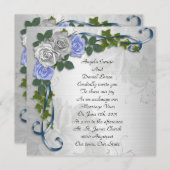 ブルーバラ結婚式招待状 エレガント 招待状 (正面/裏面)