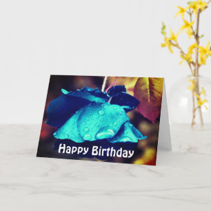 ブルーバラ花撮影誕生日カード カード
