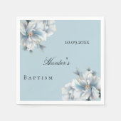 ブルーバラ花模様エレガント少年バプテスマ スタンダードカクテルナプキン (正面)