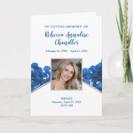 ブルーバラ葬儀プログラム |メモリアルプログラム サンキューカード