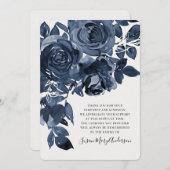 ブルーバラ葬儀記念ありがとう サンキューカード (正面/裏面)