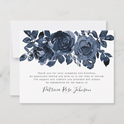 ブルーバラ葬儀記念ありがとう サンキューカード (正面)
