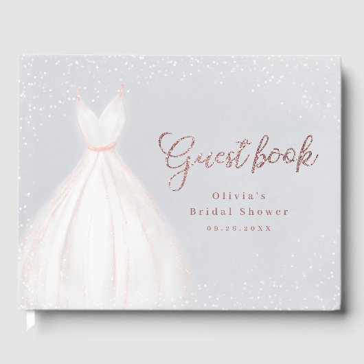 ブルーバラ金ゴールドエレガントグリッターブライダルシャワー ゲストブック (正面)