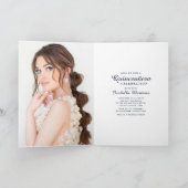 ブルーバラ金ゴールドグリッターキンセアニラ写真 招待状 (内部)