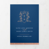 ブルーバラ金ゴールドホワイトフォトクラウンモノグラム結婚ズ 三つ折りプログラム (カバー)