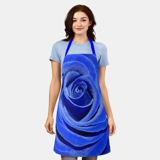 ブルーバラ エプロン (着用した状態)