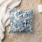 ブルーバラ クッション (ブランケット)