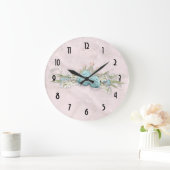 ブルーバラ&クラウンフローラブーケ ラージ壁時計 (ホーム)