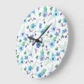 ブルーバラ ラージ壁時計 (傾斜)