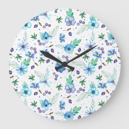 ブルーバラ ラージ壁時計 (正面)