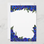 ブルーバラ&金ゴールドファンシーボールガウンキンセアニェライン 招待状 (裏面)