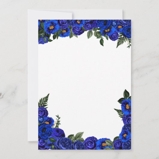 ブルーバラ&金ゴールドファンシーボールガウンキンセアニェラ 招待状 (裏面)