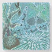 ブルーバリアリーフ素晴らしエキノデルム |ヴィンテージ ストーンコースター (正面)