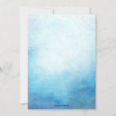 ブルーバルミツワー招待状、水彩、ティール(緑がかった色) 招待状 (裏面)