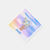 ブルーバルーズテディベア1st誕生日 スタンダードカクテルナプキン (角)