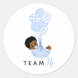ブルーバルーンの赤ちゃん男の子 アフリカ系アメリカ人 Team He ラウンドシール