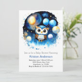 ブルーバルーンアドベンチャーフクロウボーイベビーシャワー 招待状 (スタンド正面)