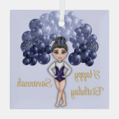 ブルーバルーンアーチ体操バースデーパーティー ガラスオーナメント (裏面)