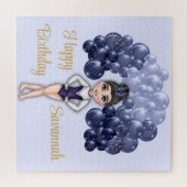 ブルーバルーンアーチ体操バースデーパーティー ジグソーパズル (横)