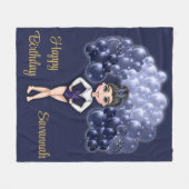 ブルーバルーンアーチ体操バースデーパーティー フリースブランケット (正面(横))