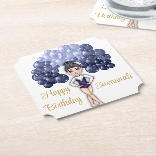 ブルーバルーンアーチ体操バースデーパーティー ペーパーコースター (アングル)