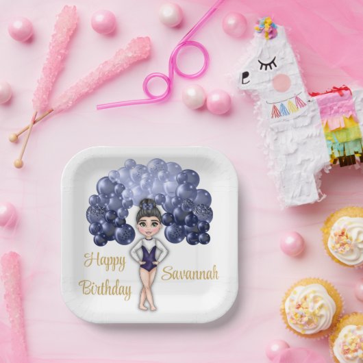 ブルーバルーンアーチ体操バースデーパーティー ペーパープレート (パーティー)