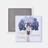 ブルーバルーンアーチ体操バースデーパーティー マグネット (正面/裏面)