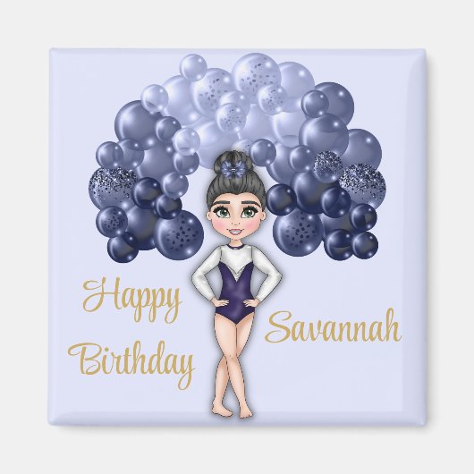 ブルーバルーンアーチ体操バースデーパーティー マグネット (正面)