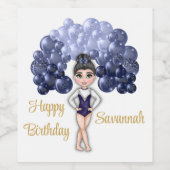 ブルーバルーンアーチ体操バースデーパーティー ワインラベル (シングルラベル)