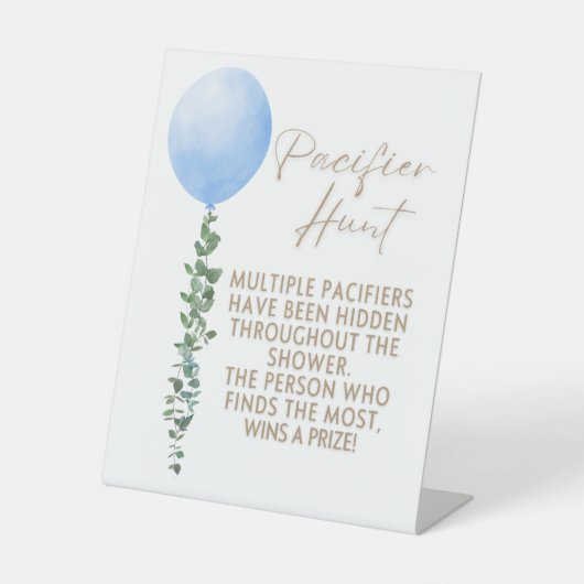 ブルーバルーンウォーター色ボーイベビーシャワー台座 台座サイン (正面)