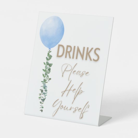 ブルーバルーンウォーター色ボーイベビーシャワー台座 台座サイン (正面)