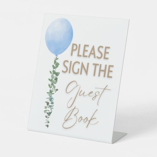 ブルーバルーンウォーター色ボーイベビーシャワー台座 台座サイン (正面)