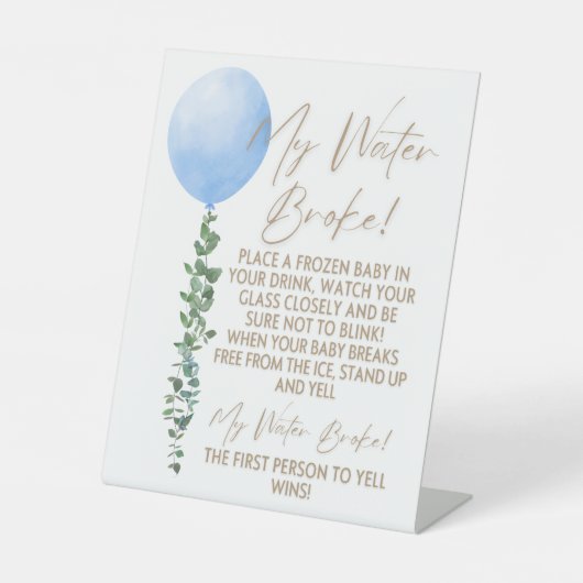 ブルーバルーンウォーター色ボーイベビーシャワー台座 台座サイン (正面)