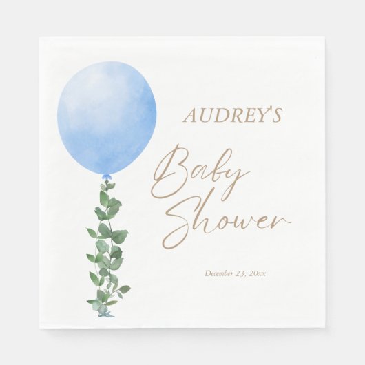 ブルーバルーンウォーター色男の赤ちゃんシャワーOh Boy スタンダードランチョンナプキン (正面)