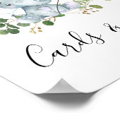 ブルーバルーンエレファントベビーシャワーパーティー標識 ポスター (角)