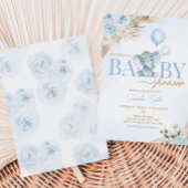 ブルーバルーンエレファントベビーシャワー 招待状