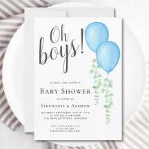 ブルーバルーンオーボーイズカップルの双子ベビーシャワー