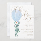 ブルーバルーンオーボーイベビーシャワー 招待状 (正面/裏面)