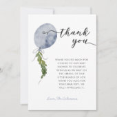 ブルーバルーンガーランド赤ちゃんシャワー サンキューカード (正面)