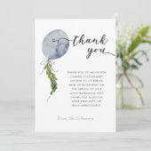 ブルーバルーンガーランド赤ちゃんシャワー サンキューカード (スタンド正面)