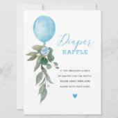 ブルーバルーングリーンおむつラッフルサイン 招待状 (正面)